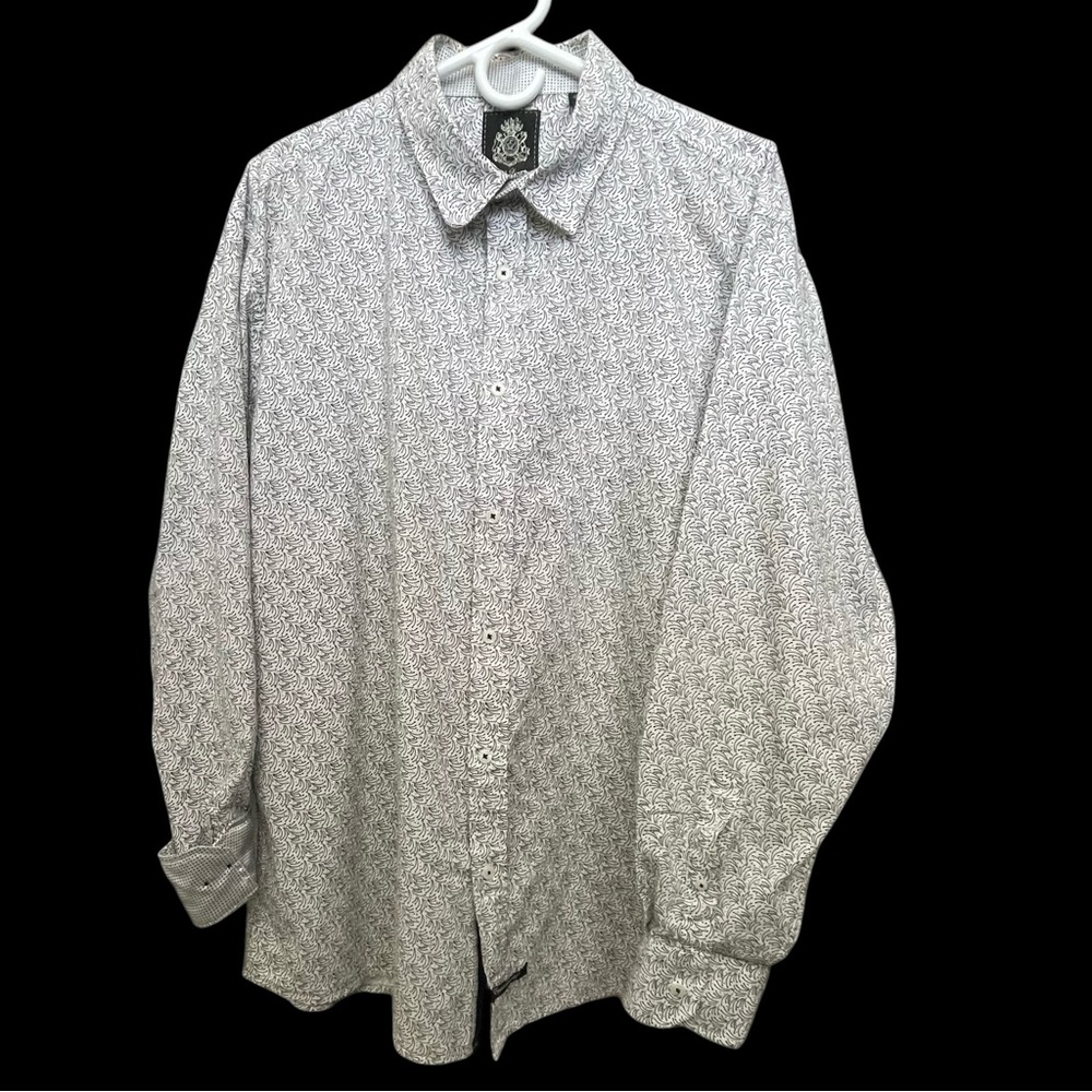English Laundry Classic Shirt White Black XXL 2XL Abstract Paisley Flip Cuffs